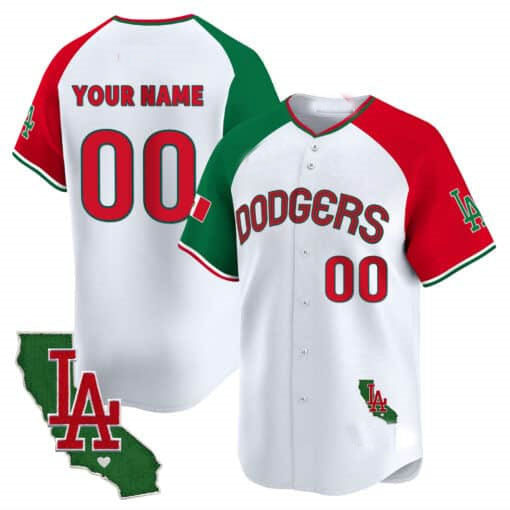 Custom LA.Dodgers Mexico California Patch Vapor Premier Limited V3 Baseball Jerseys
