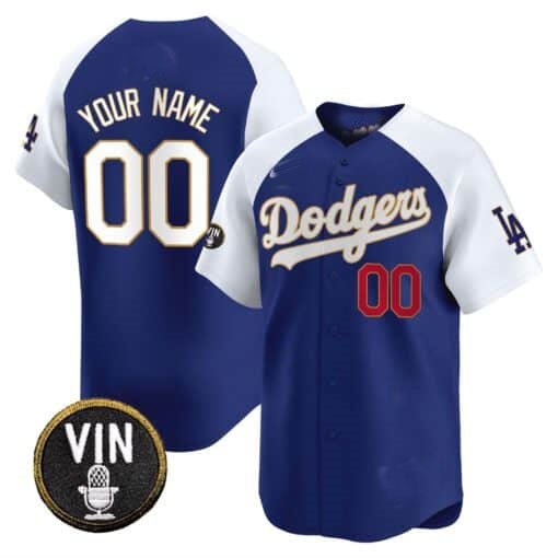 Custom LA.Dodgers Vin Scully Patch Gold Trim Vapor Premier Limited Baseball Jerseys