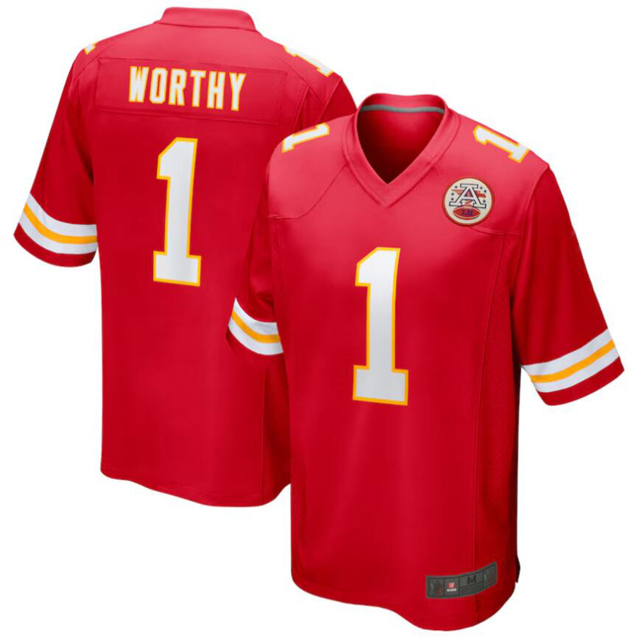KC.Chiefs #1 Xavier Worthy Player Red Home Game Football Jerseys