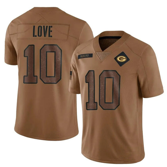 GB.Packers #10 Jordan Love Player Brown Salute To Service Limited Football Jerseys