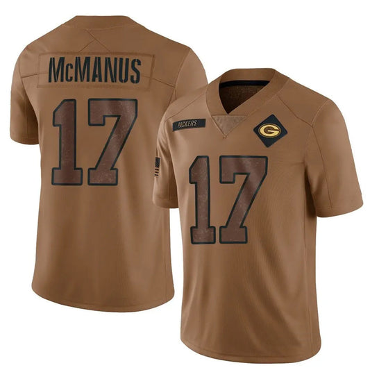GB.Packers #17 Brandon McManus Player Brown Salute To Service Limited Football Jerseys
