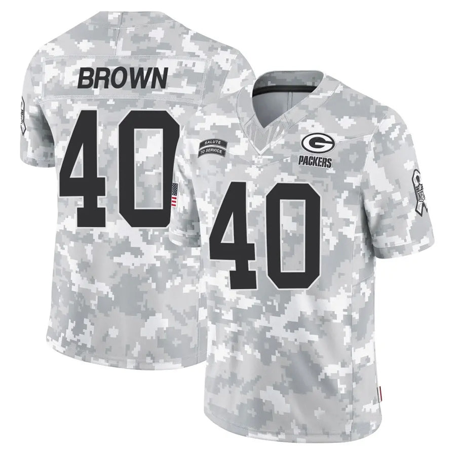 GB.Packers #40 Omar Brown Player Arctic Camo Salute to Service Football Jerseys