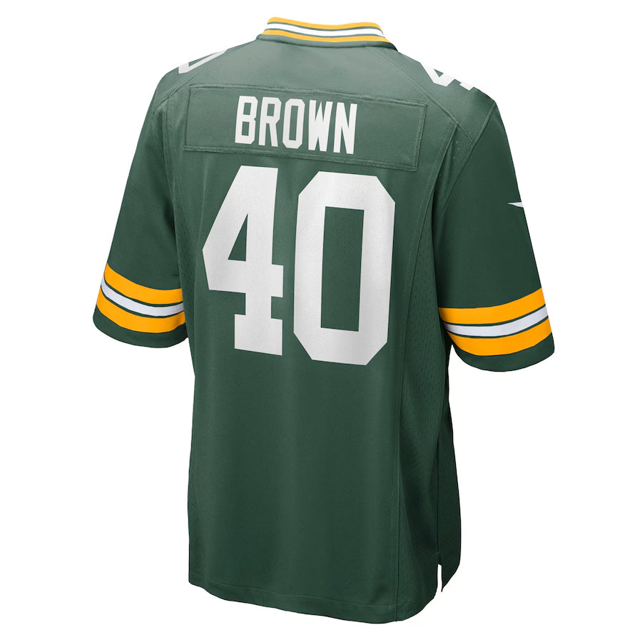GB.Packers #40 Omar Brown Player Green Home Game Football Jerseys