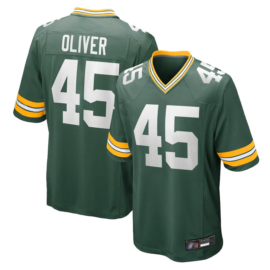 GB.Packers #45 Collin Oliver Player Green Home Game Football Jerseys