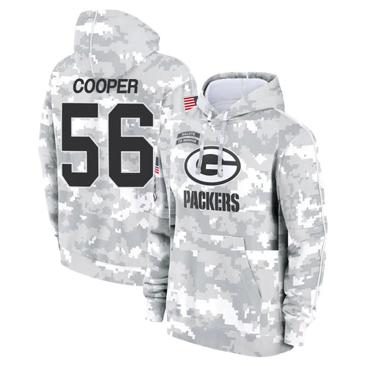 GB.Packers #56 Edgerrin Cooper Player Arctic Camo Salute To Service Hoodies Game Football Jerseys
