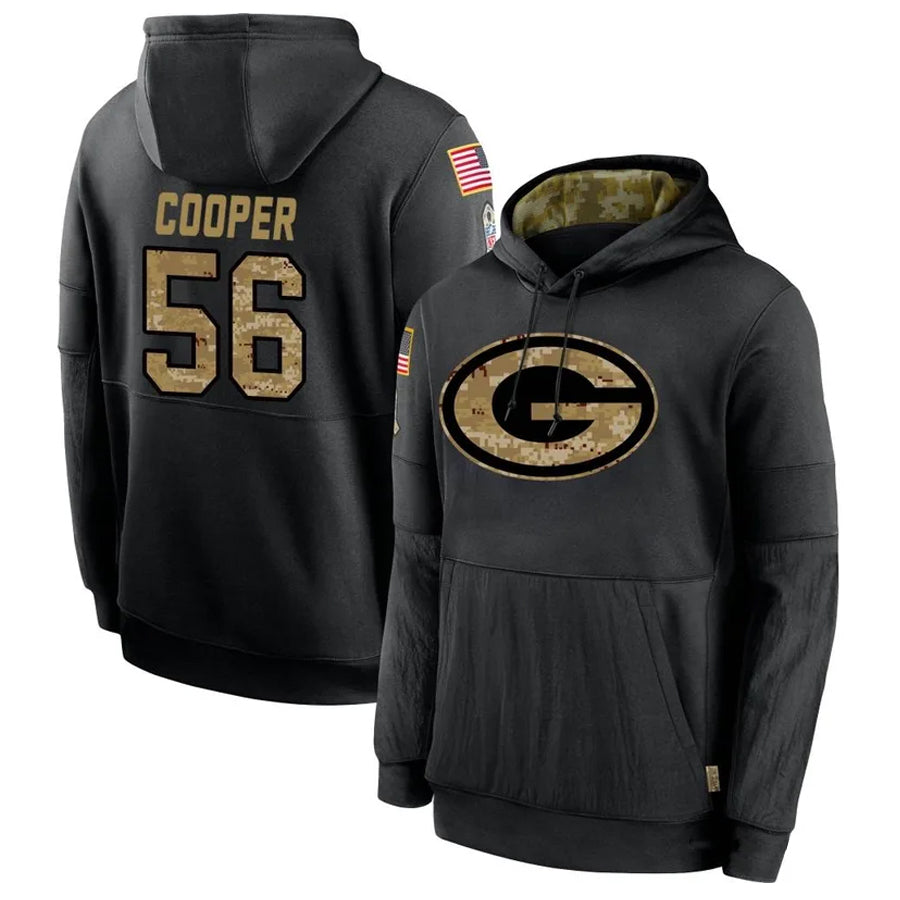 GB.Packers #56 Edgerrin Cooper Player Black Salute To Service Hoodies Game Football Jerseys