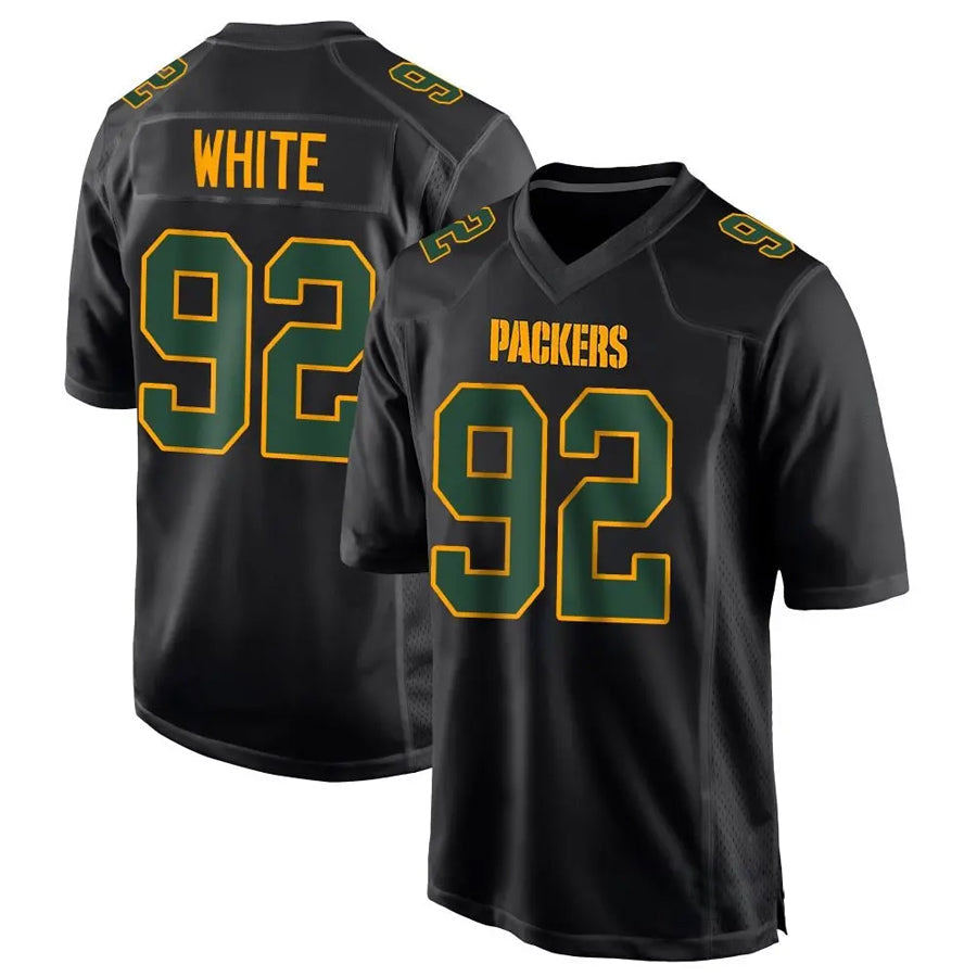 GB.Packers #92 Reggie White Player Black Fashion Game Football Jerseys