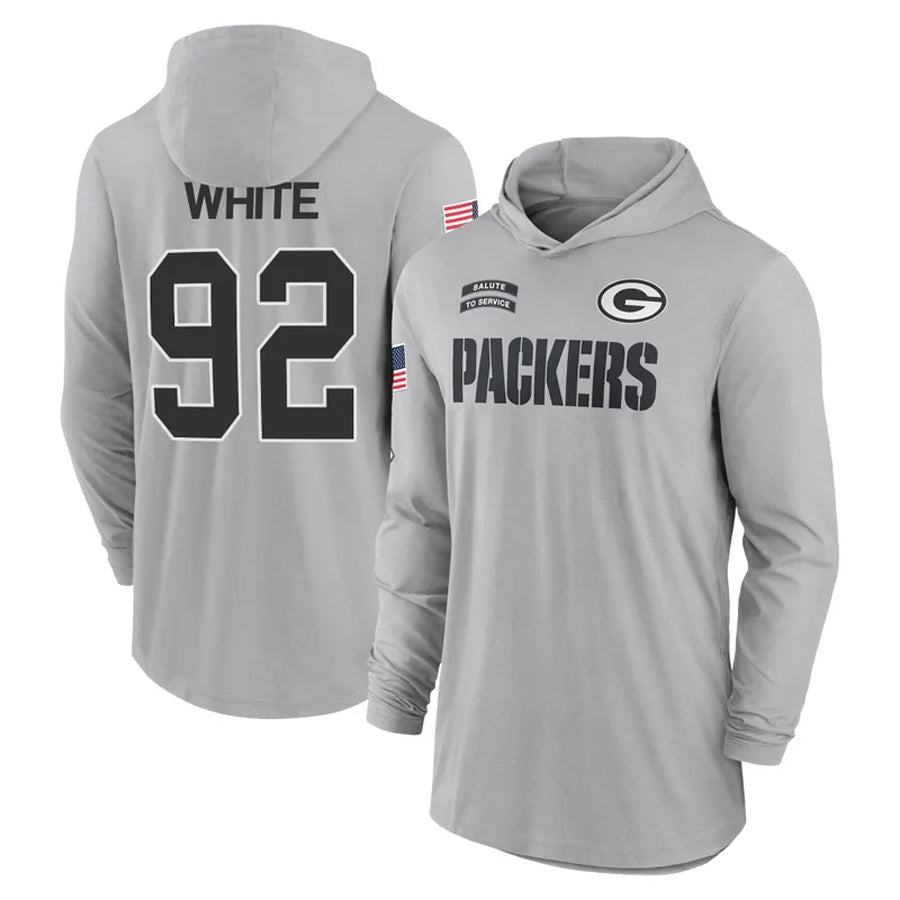 GB.Packers #92 Reggie White Player Gray Hoodies Game Football Jerseys