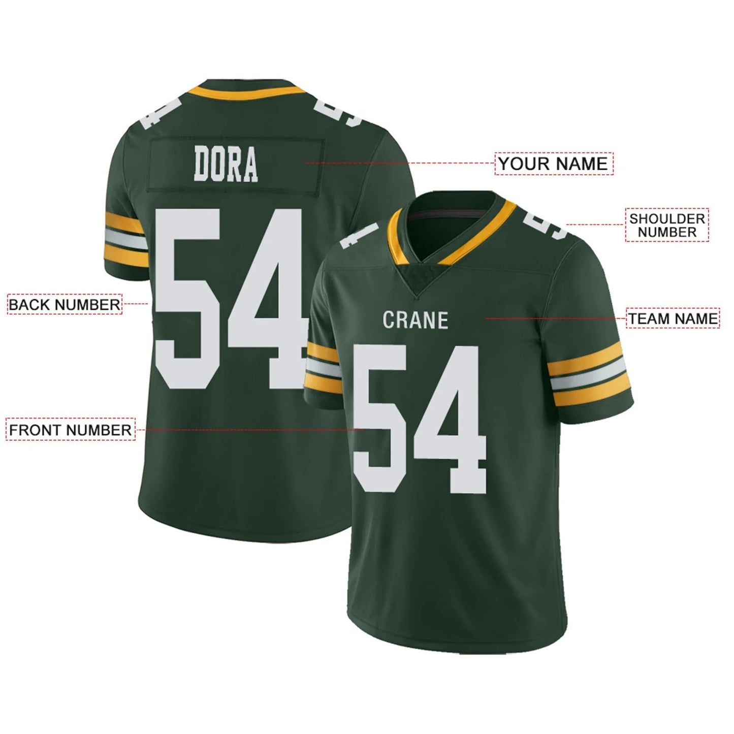 Custom GB.Packers Green Personalized Design Football Jerseys