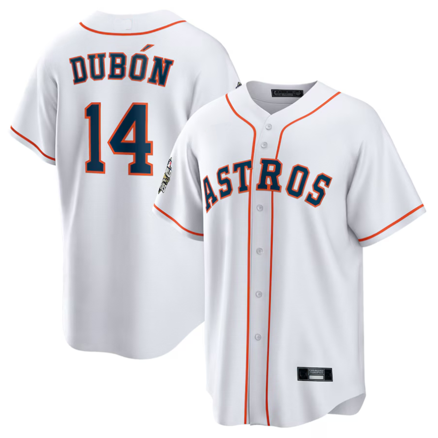 H.Astros #14 Mauricio Dub��?n Player White Home Replica Baseball Jerseys