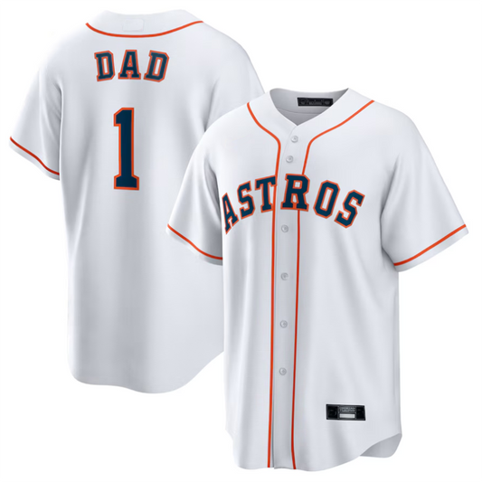 H.Astros #1 Dad Player White Home Replica Baseball Jerseys