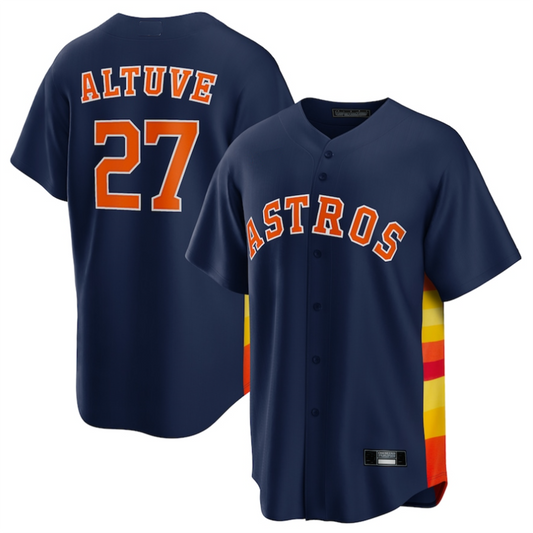 H.Astros #27 Jose Altuve Player Navy Alternate Replica Baseball Jerseys