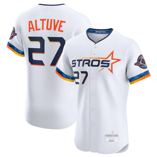 H.Astros #27 Jose Altuve Player White City Connect Elite Baseball Jerseys