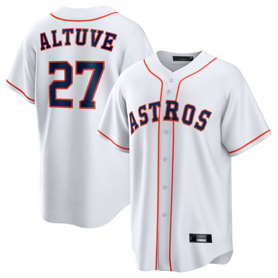H.Astros #27 Jose Altuve Player White Home Replica Baseball Jerseys