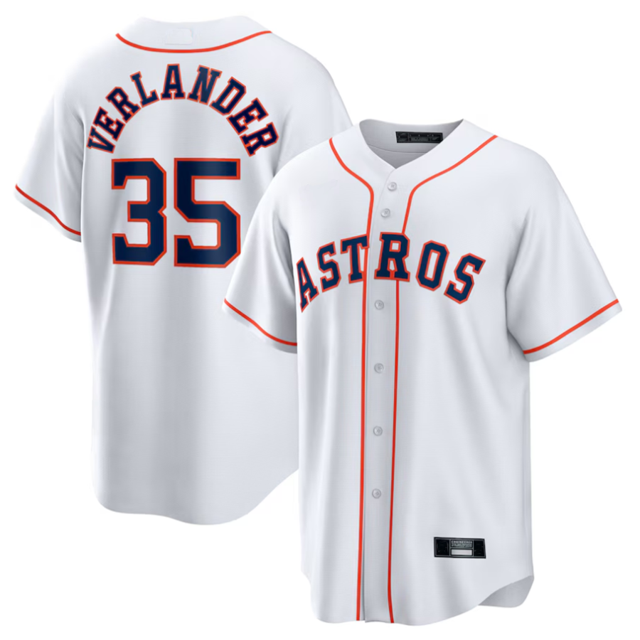 H.Astros #35 Justin Verlander Player White Home Replica Baseball Jerseys