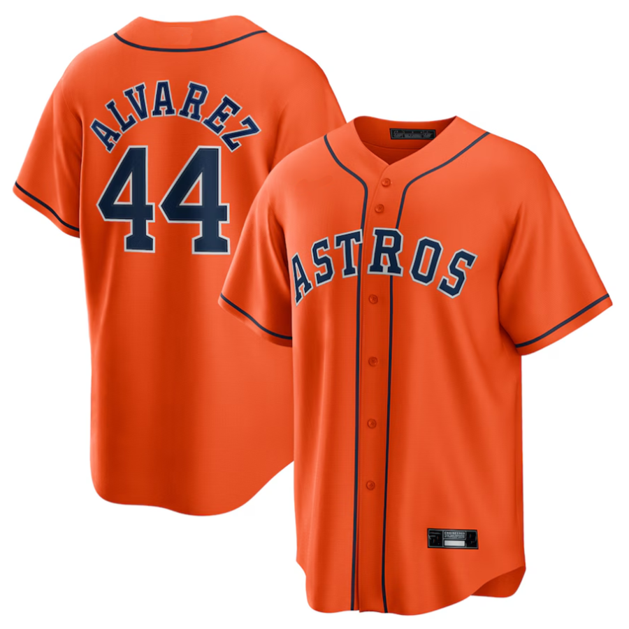 H.Astros #44 Yordan ����lvarez Player Orange Alternate Replica Baseball Jerseys