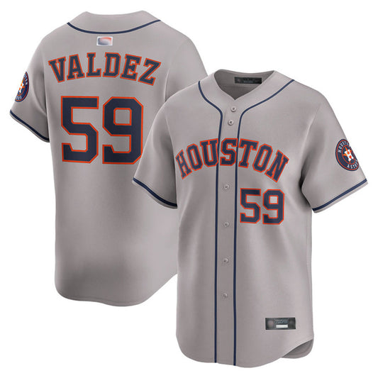 H.Astros #59 Framber Valdez Player Gray Road Limited Baseball Jerseys