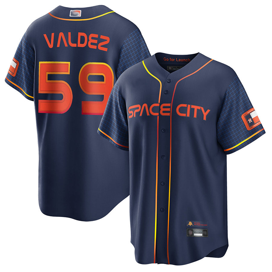 H.Astros #59 Framber Valdez Player Navy City Connect Baseball Jerseys