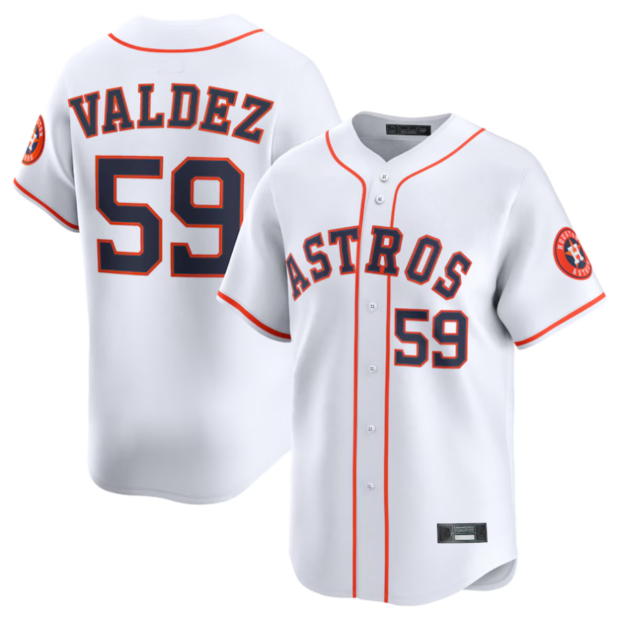 H.Astros #59 Framber Valdez Player White Home Limited Baseball Jerseys