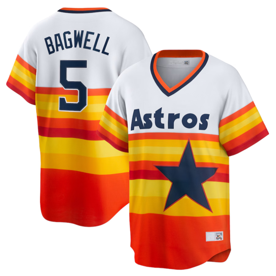 H.Astros #5 Jeff Bagwell Player White Home Cooperstown Collection Baseball Jerseys