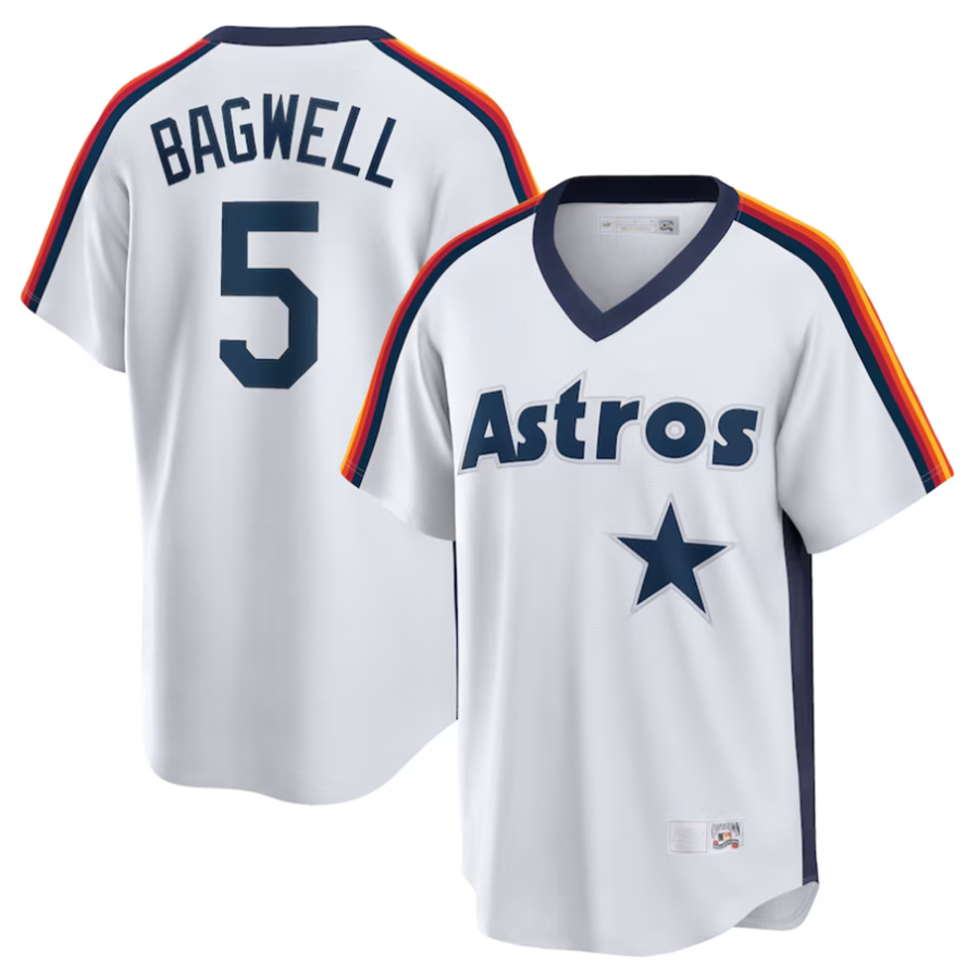 H.Astros #5 Jeff Bagwell Player White Home Cooperstown Collection Logo Baseball Jerseys
