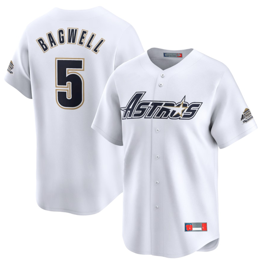 H.Astros #5 Jeff Bagwell Player White Throwback Cooperstown Collection Limited Baseball Jerseys