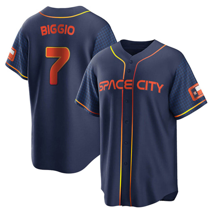 H.Astros #7 Craig Biggio Player Replica Navy City Connect Baseball Jerseys
