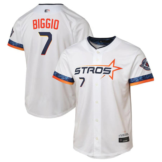 H.Astros #7 Craig Biggio Player White City Connect Limited Baseball Jerseys