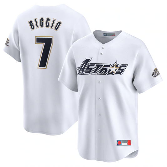 H.Astros #7 Craig Biggio Player White Throwback Cooperstown Collection Limited Baseball Jerseys