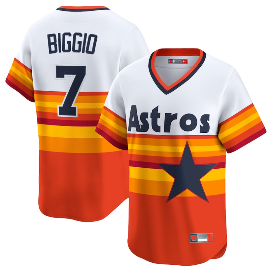H.Astros #7 Craig Biggio Player White Throwback Limited Game Baseball Jerseys