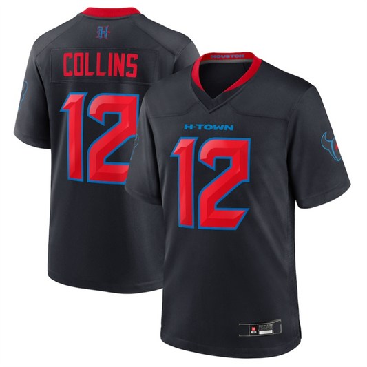 H.Texans #12Nico Collins Player Navy Game Jersey Player Football Jerseys