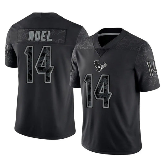 H.Texans #14 Jaylin Noel Player Black REFLECTIVE Limited Football Jerseys