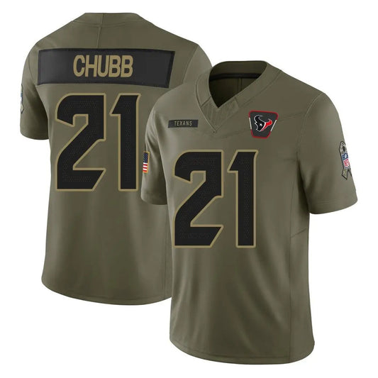 H.Texans #21 Nick Chubb Player Salute To Service Olive Football Jerseys
