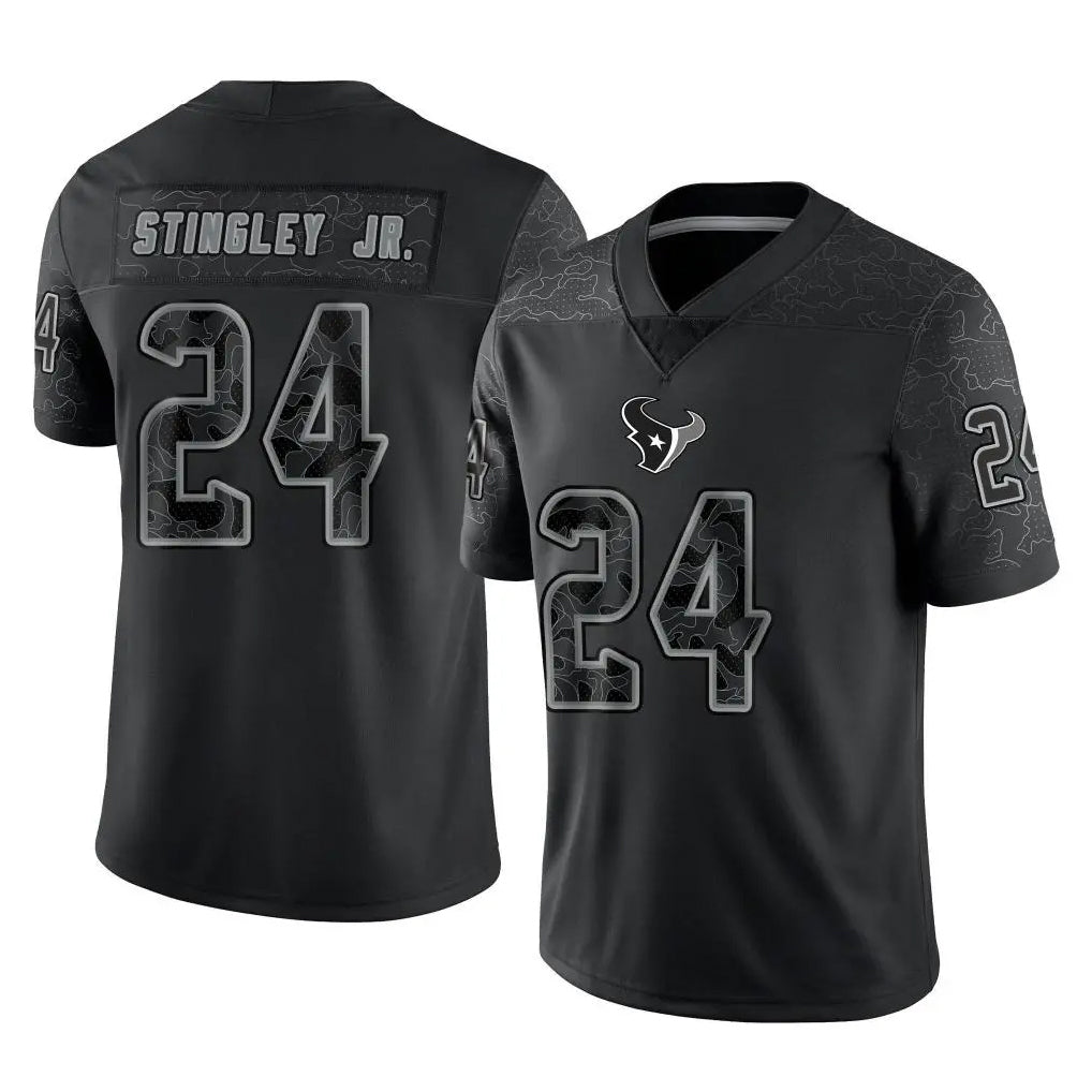 H.Texans #24 Derek Stingley Jr. Player Black REFLECTIVE Limited Football Jerseys