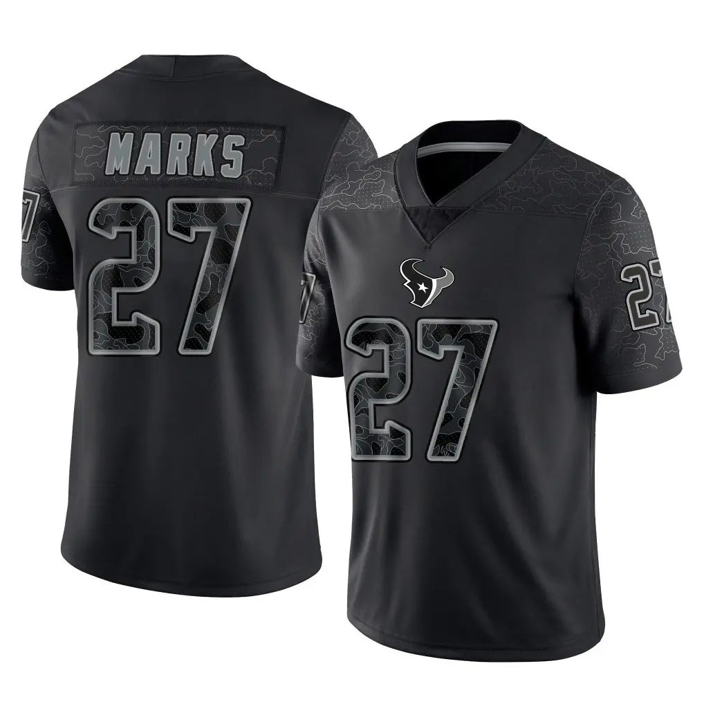 H.Texans #27 Woody Marks Player Black REFLECTIVE Limited Football Jerseys