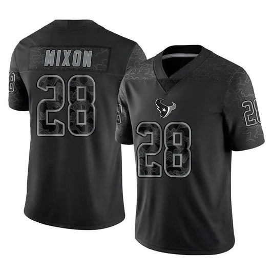 H.Texans #28 Joe Mixon Player Black REFLECTIVE Limited Football Jerseys
