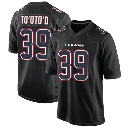 H.Texans #39 Henry To'oto'o Player Black Fashion Game Football Jerseys