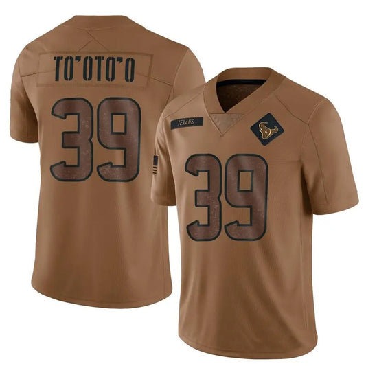 H.Texans #39 Henry To'oto'o Player Brown Salute To Service Limited Football Jerseys