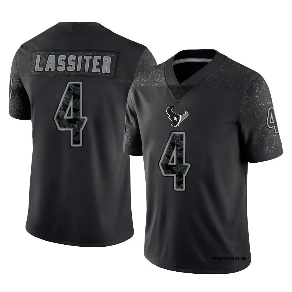 H.Texans #4 Kamari Lassiter Player Black REFLECTIVE Limited Football Jerseys