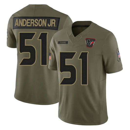 H.Texans #51 Will Anderson Jr. Player Olive Salute To Service Football Jerseys