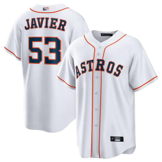 H,Astros #53 Cristian Javier Player White Home Replica Baseball Jerseys