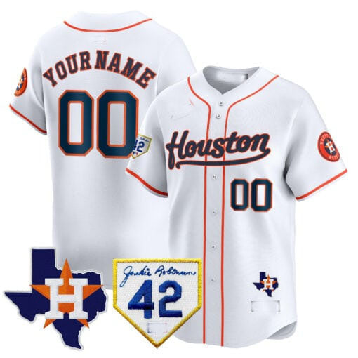 Custom H.Astros Jackie Robinson Patch Vapor Premier Limited Baseball Jerseys