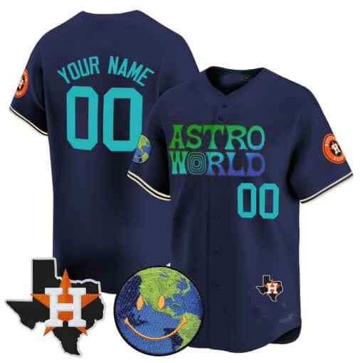 Custom H.Astros Cactus Jack Astro World Vapor Premier Limited Stitched Baseball Jerseys