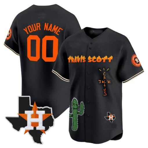 Custom H.Astros Cactus Jack Patch Vapor Premier Limited Stitched Baseball Jerseys