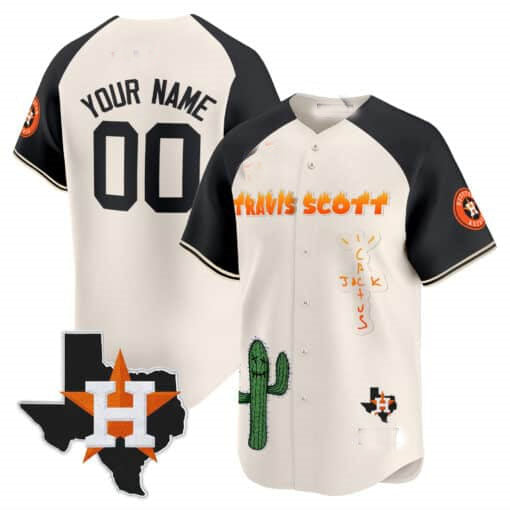 Custom H.Astros Cactus Jack Patch Vapor Premier Limited Stitched Baseball Jerseys
