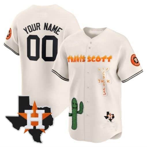 Custom H.Astros Cactus Jack Patch Vapor Premier Limited Jersey Stitched Baseball Jerseys