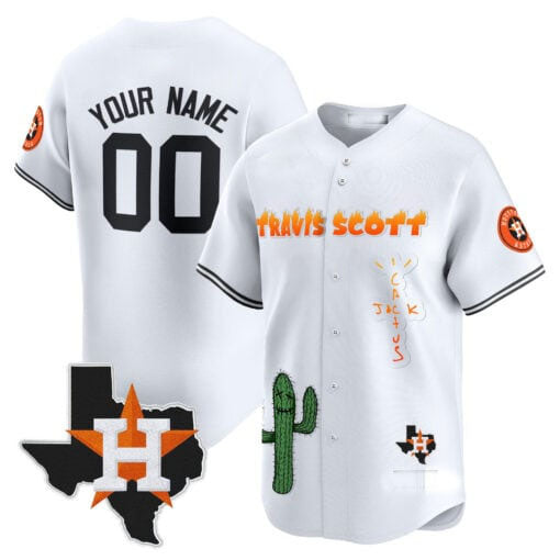 Custom H.Astros Cactus Jack Patch Vapor Premier Limited Stitched Baseball Jerseys