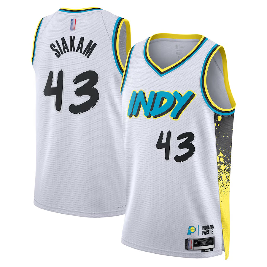 IN.Pacers #43 Pascal Siakam Player White City Edition Swingman Basketball Jerseys