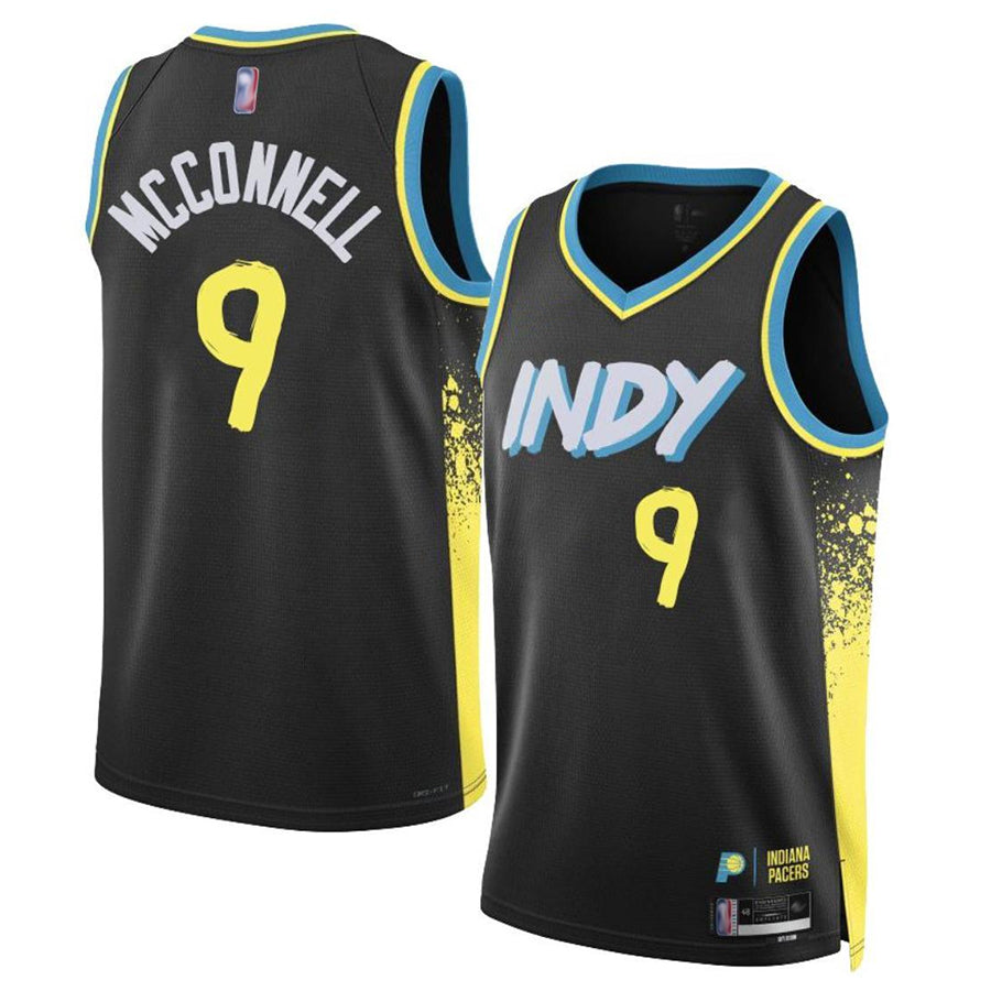 IN.Pacers #9 T.J. McConnell Player Black City Edition Swingman Basketball Jerseys