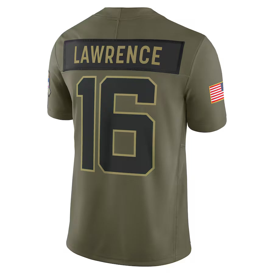 J.Jaguars #16 Trevor Lawrence Player Olive Salute to Service Limited Football Jerseys